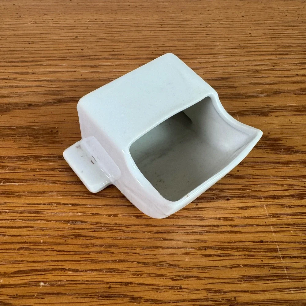 Vintage White Porcelain Made in Japan Bird Feed Water Dish‎ MCM Style
